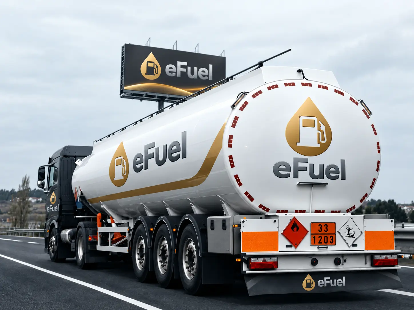 eFuel-branded fuel tanker on the road