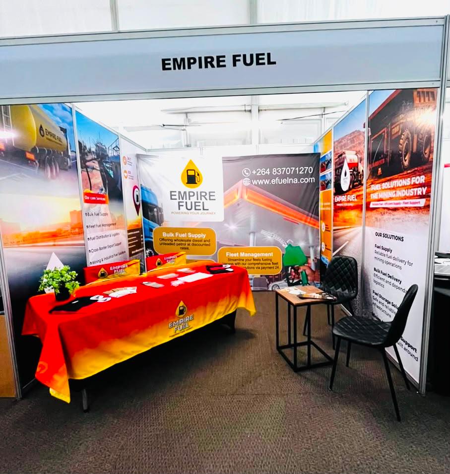 The Empire Fuel exhibition stand with branded display panels